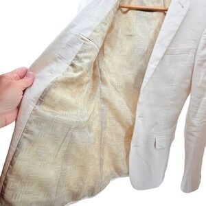 Mens ASOS Linen Blend 3 piece Suit Separates Blazer Pants Beige/Lt‎ Tan